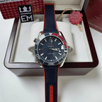 Omega Seamaster Planet Ocean “Co-Axial Master Chronometer” – Blue/Red | Textile Strap
